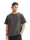 Henley Crew Neck T-Shirt in Dark Grey Color 3