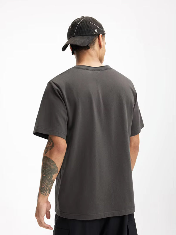 Henley Crew Neck T-Shirt in Dark Grey Color 5