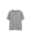 Henley Crew Neck T-Shirt in Grey Color