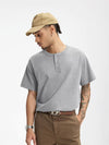 Henley Crew Neck T-Shirt in Grey Color 4