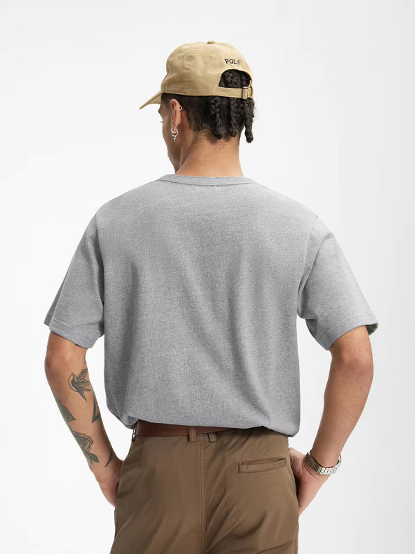Henley Crew Neck T-Shirt in Grey Color 5