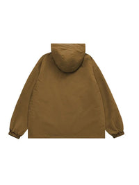 High Collared Wind and Waterproof Hooded Jacket in Brown Color 2