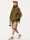 High Collared Wind and Waterproof Hooded Jacket in Brown Color 4
