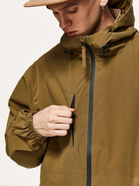High Collared Wind and Waterproof Hooded Jacket in Brown Color 7