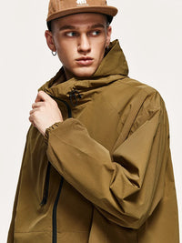 High Collared Wind and Waterproof Hooded Jacket in Brown Color 8