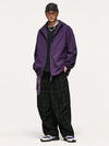 High Collared Wind and Waterproof Hooded Jacket in Purple Color 3