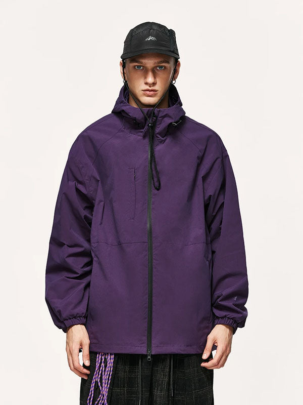 High Collared Wind and Waterproof Hooded Jacket in Purple Color 5