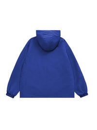 High Collared Wind and Waterproof Hooded Jacket in blue color 2