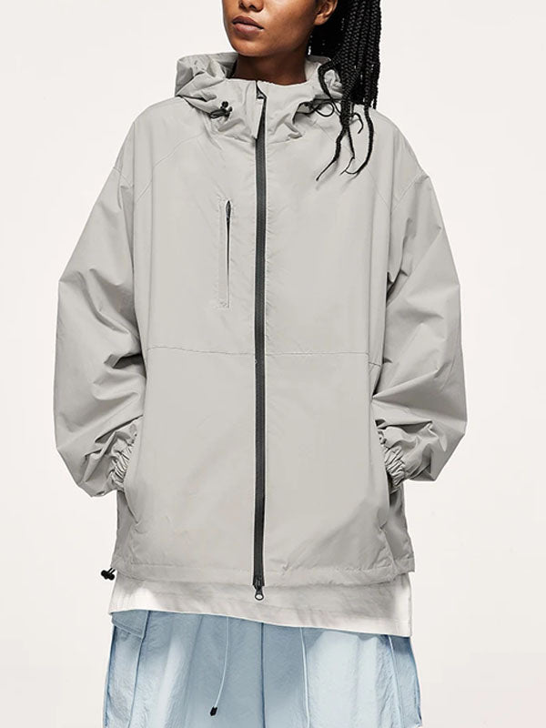 High Collared Wind and Waterproof Hooded Jacket in grey color 8