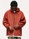High Collared Wind and Waterproof Hooded Jacket in Orange Color 4
