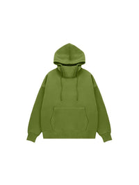 High Neck Fleece Hoodie in Green Color
