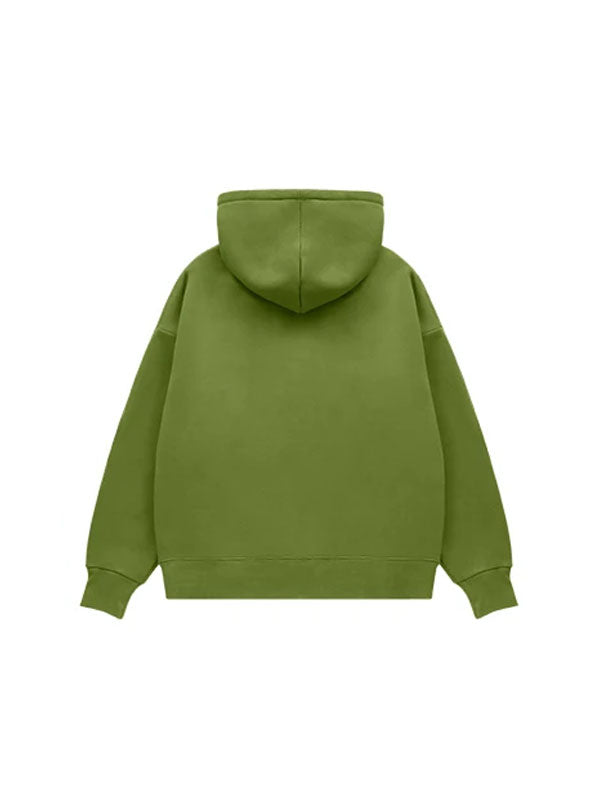 High Neck Fleece Hoodie in Green Color 2