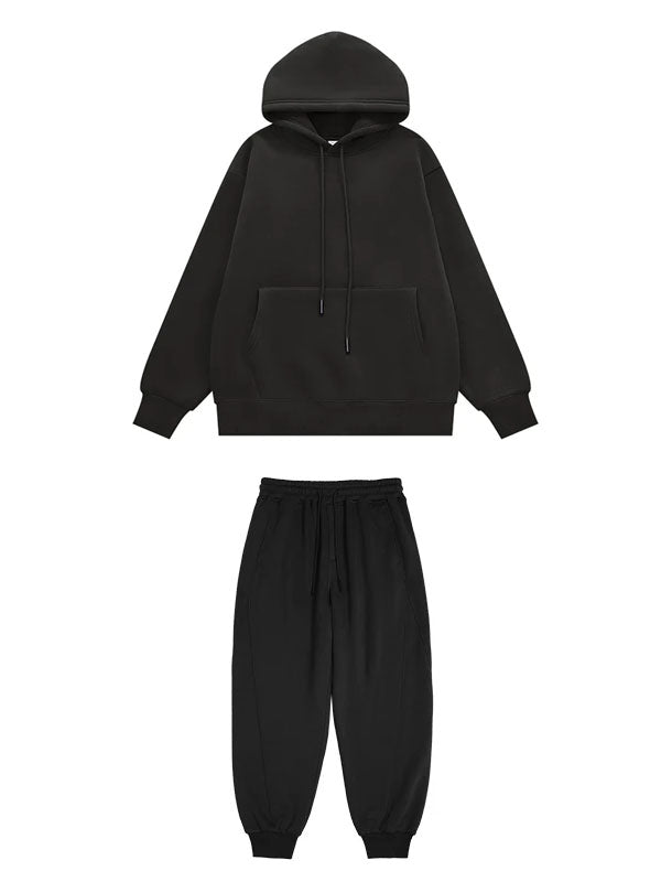 Hoodie & Sweatpants Set in Black Color