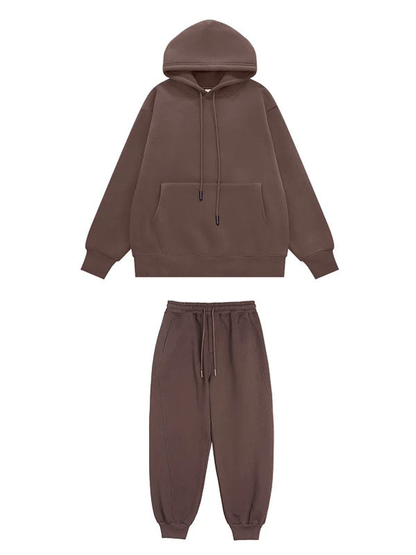 Hoodie & Sweatpants Set in Brown Color