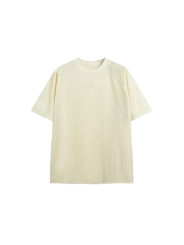 Hope Mesh Polyester T-Shirt in Beige Color 