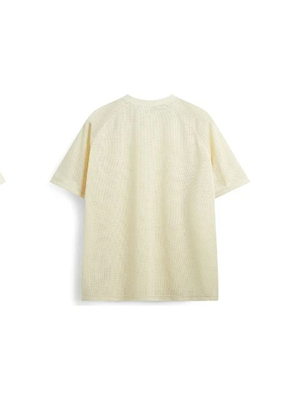 Hope Mesh Polyester T-Shirt in Beige Color  2