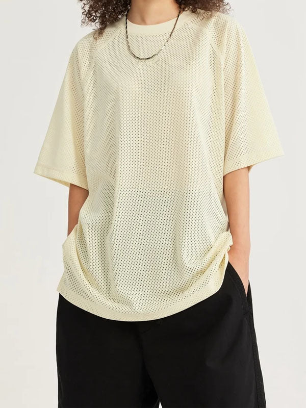 Hope Mesh Polyester T-Shirt in Beige Color  6