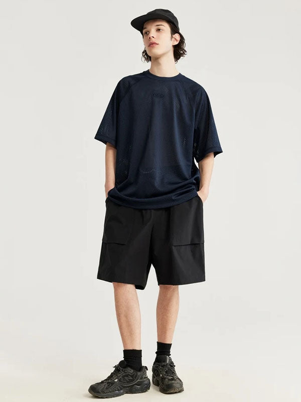 Hope Mesh Polyester T-Shirt in Navy Blue Color