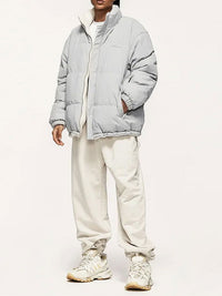 "Improving" Reversible Polar Fleece Padded Jacket in Light Grey Color - THIS IS FOR HIM