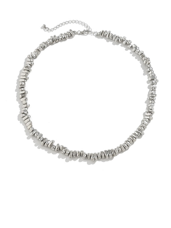 Irregular Silver Beads Necklace