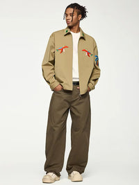 Jacket with Embroidery in Khaki Color 6