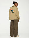 Jacket with Embroidery in Khaki Color 7