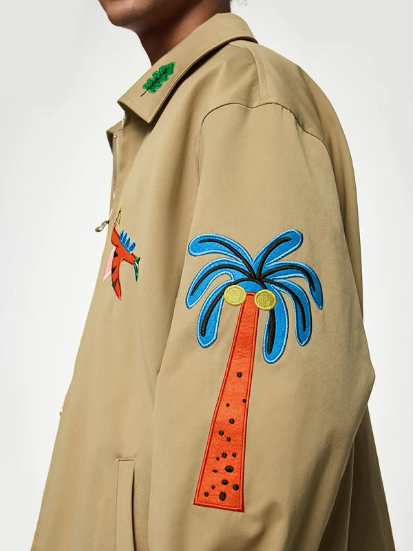 Jacket with Embroidery in Khaki Color 9