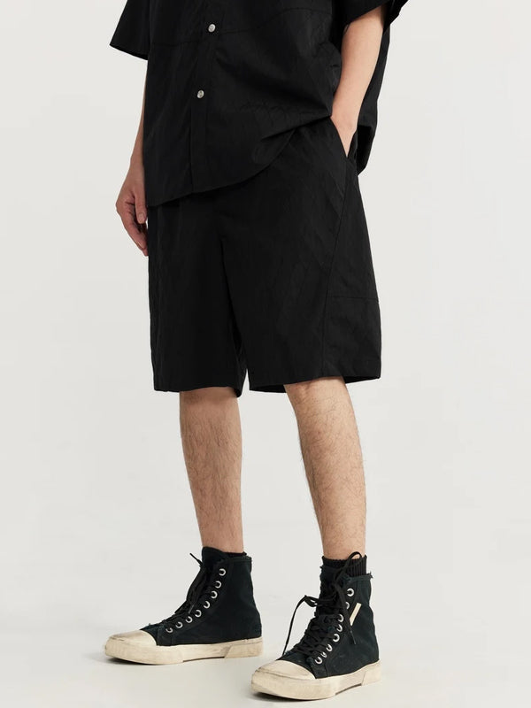 Jacquard Shorts with Elastic Belt in Black Color 3