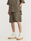 Jacquard Shorts with Elastic Belt in Brown Color 3