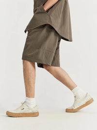 Jacquard Shorts with Elastic Belt in Brown Color 5