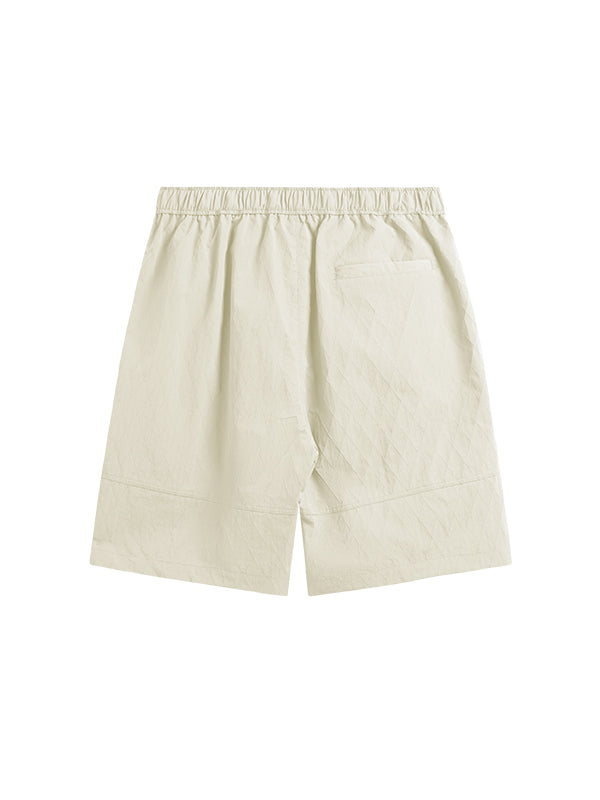 Jacquard Shorts with Elastic Belt in Cream Color 2