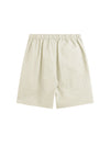 Oversized Jacquard Shirt with Side Pocket & Shorts with Elastic Belt in Cream Color
