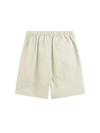 Oversized Jacquard Shirt with Side Pocket & Shorts with Elastic Belt in Cream Color