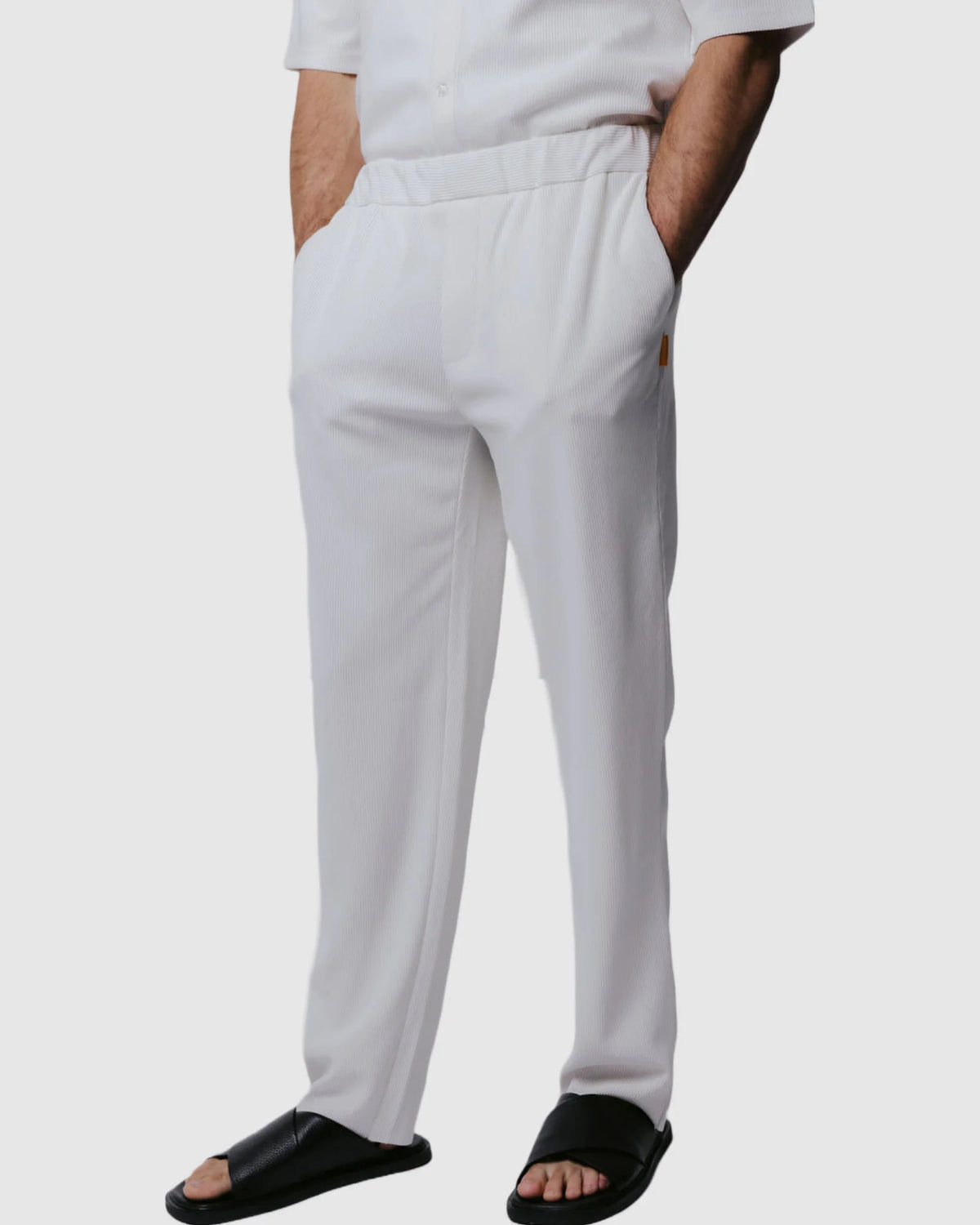 Justin Cassin Abade Pleated Pants in White Color