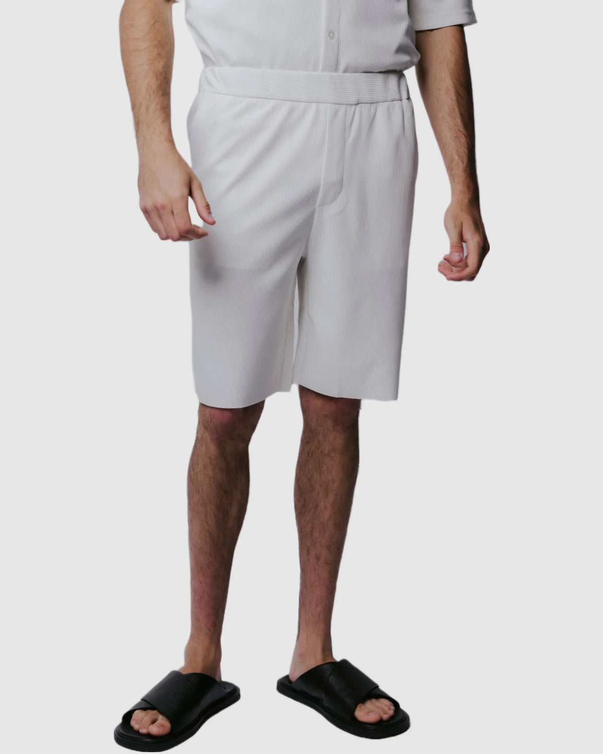 Justin Cassin Abade Pleated Shorts in White Color