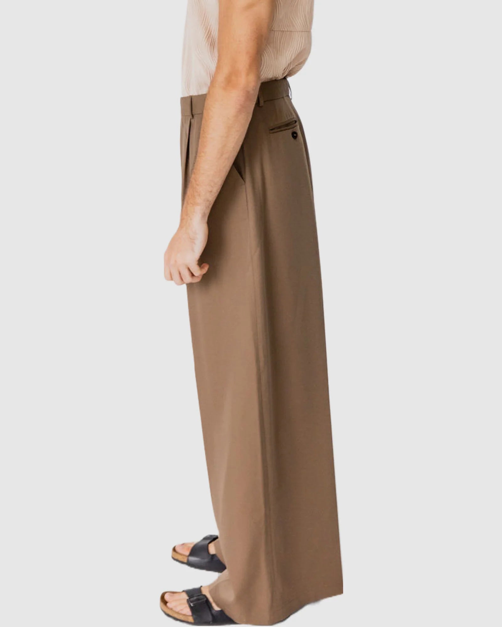 Justin Cassin Adrian Wide Leg Trousers in Brown Color 3
