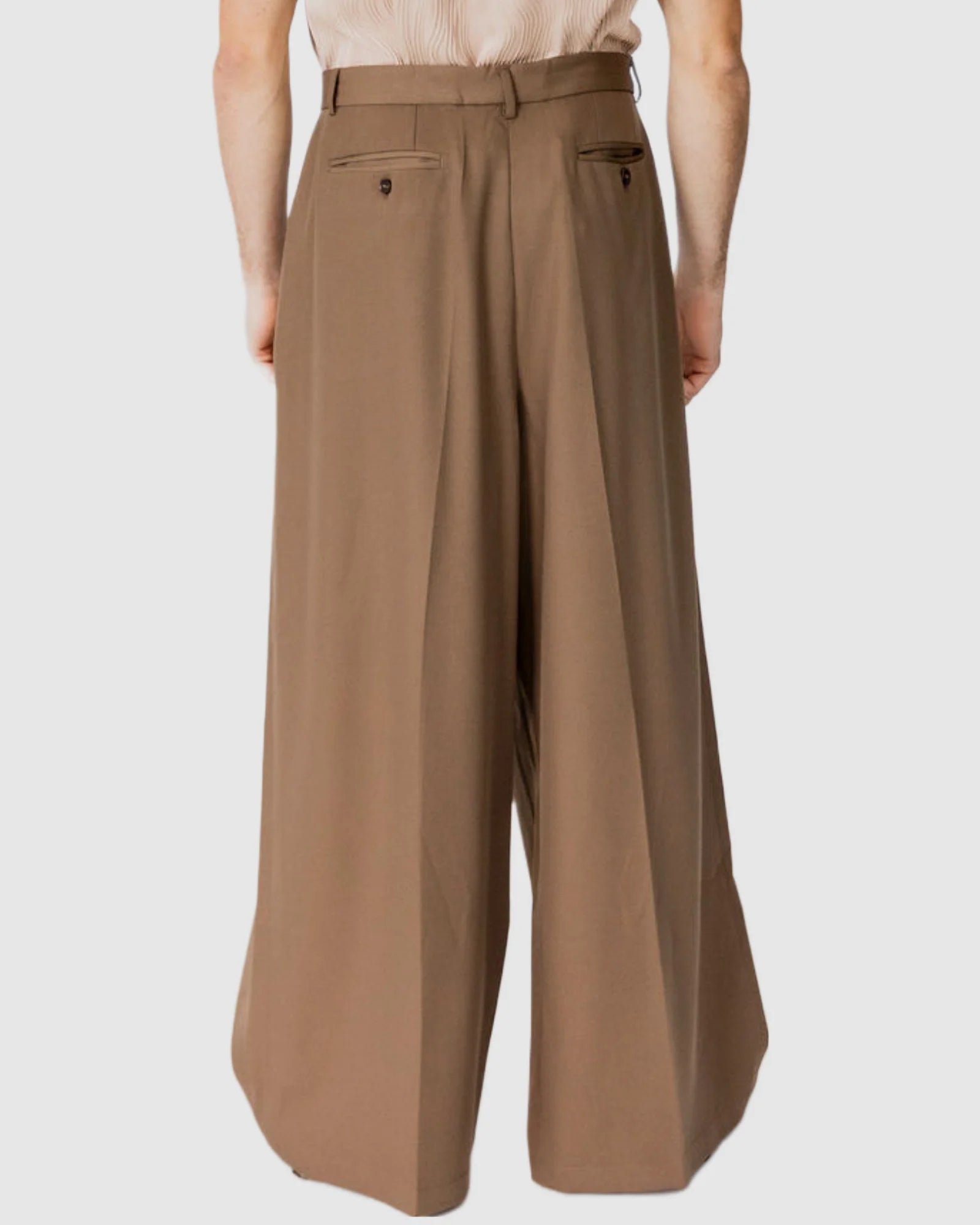 Justin Cassin Adrian Wide Leg Trousers in Brown Color 4