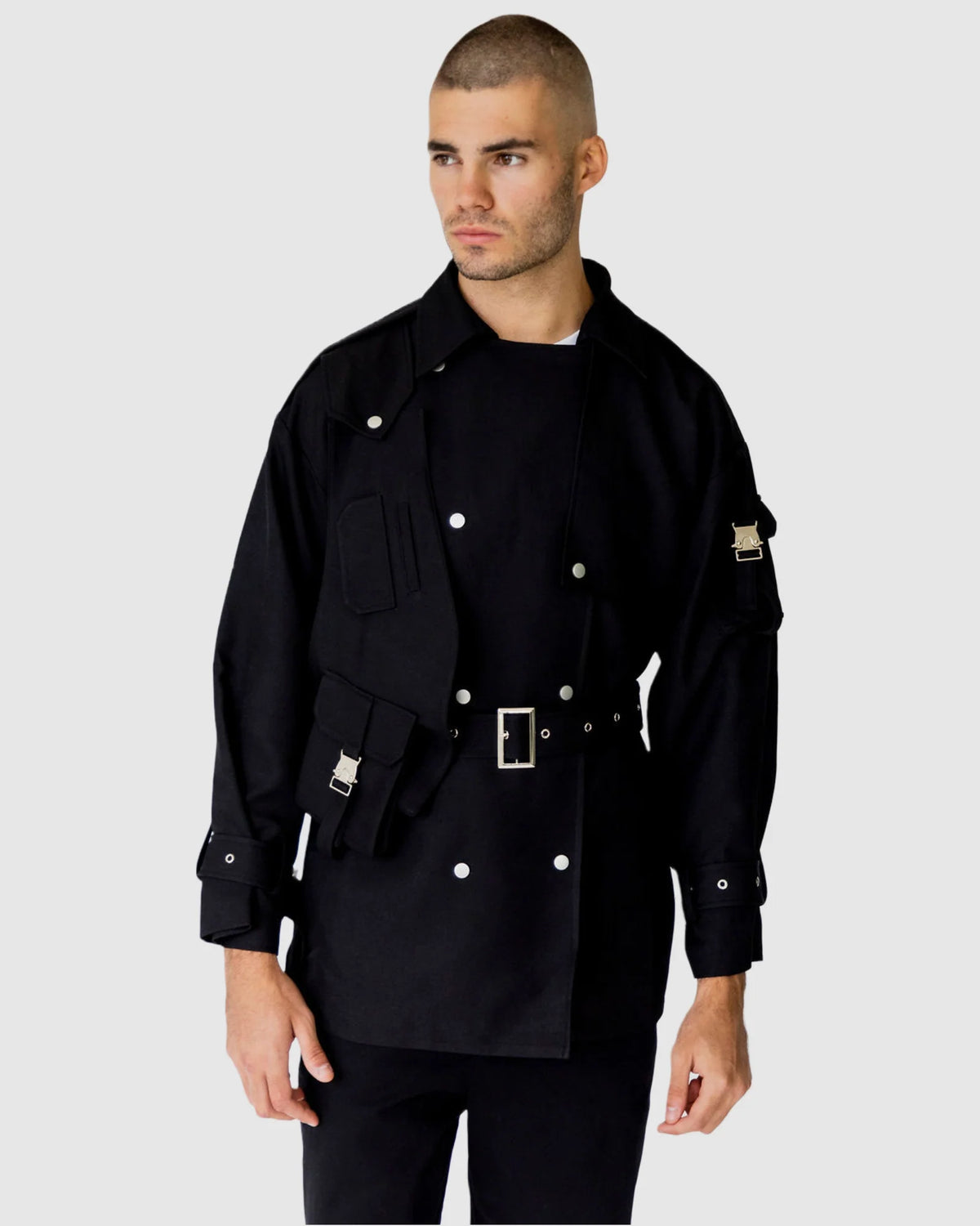 Justin Cassin Atticus Military Jacket in Black Color