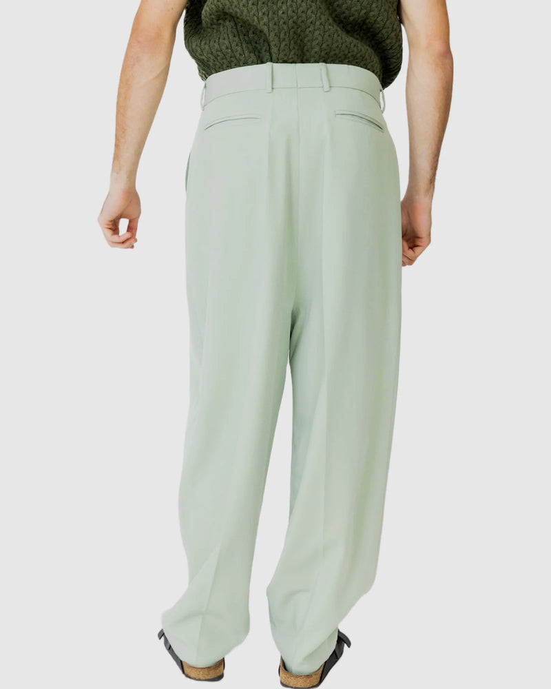 Justin Cassin August Loose Fit Trousers in Green Mist Color  4