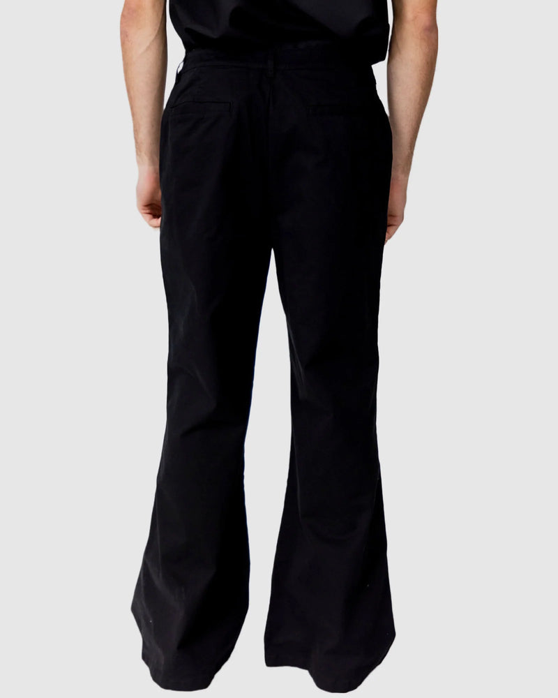 Justin Cassin Bartel Flared Chino Pants in Black Color 4