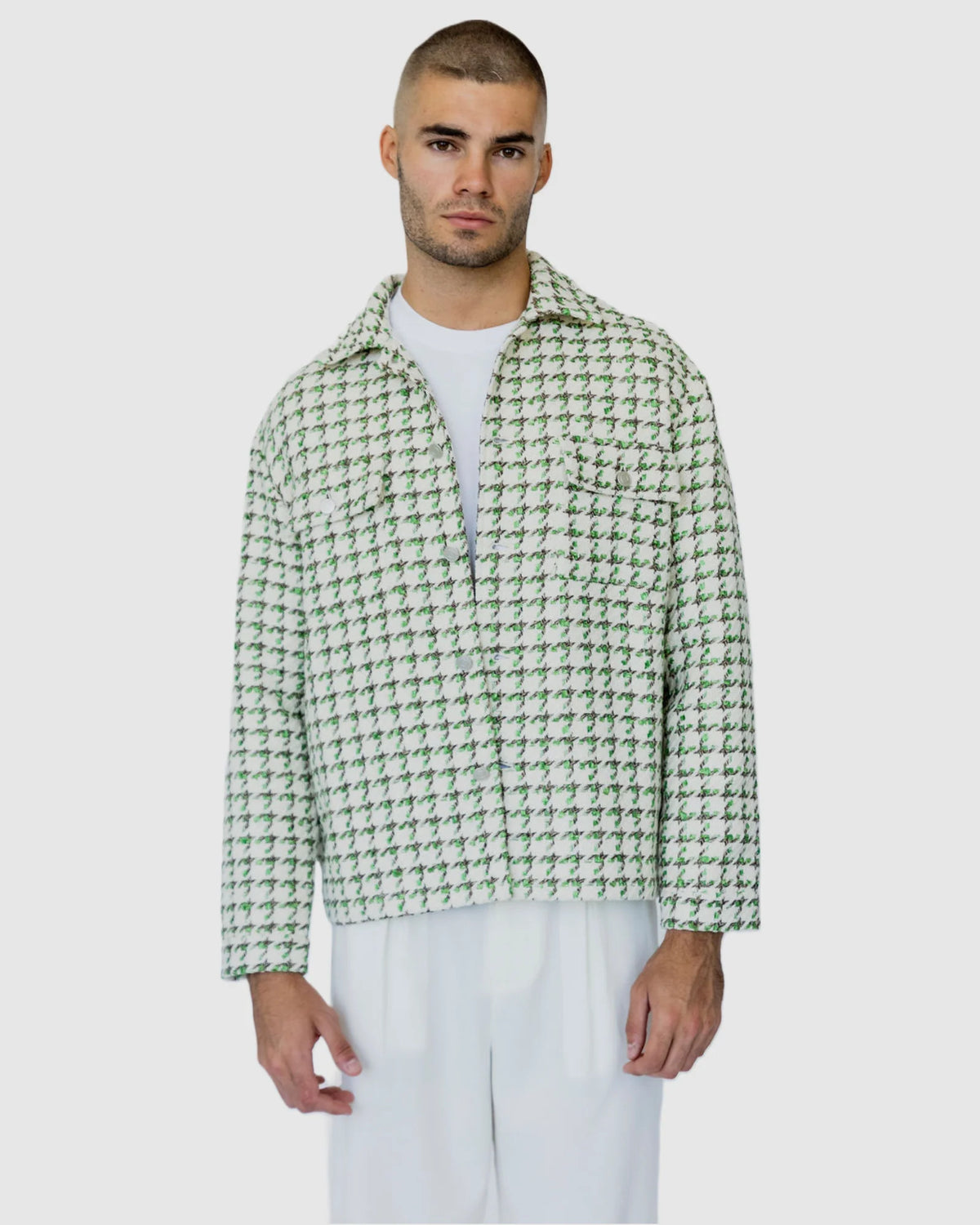 Justin Cassin Elliot Patterned Jacket in Green Color