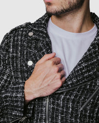 Justin Cassin Ginza Plaid Zip Jacket in Black/White Color 4