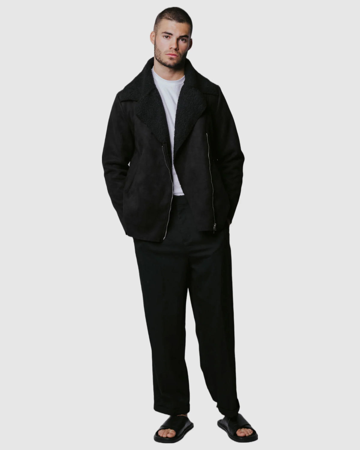 Justin Cassin Hawkins Sherpa Jacket in Black Color 4