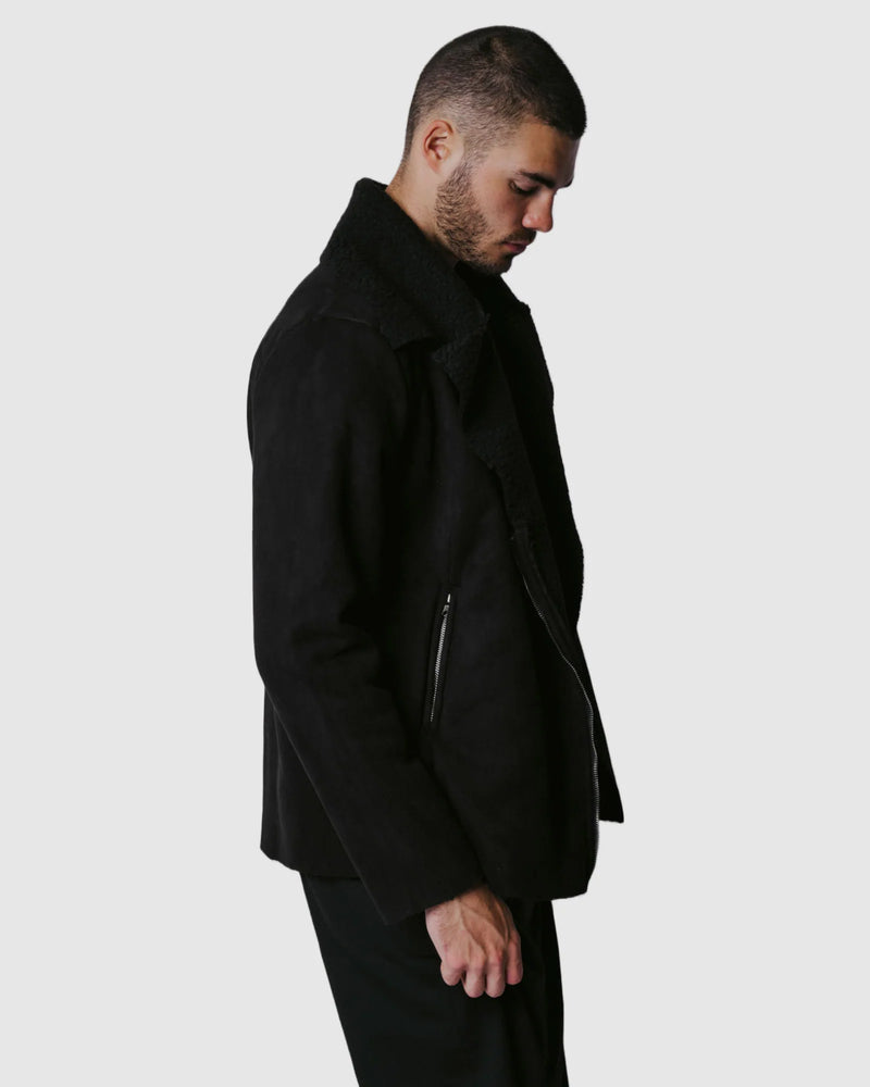 Justin Cassin Hawkins Sherpa Jacket in Black Color 6