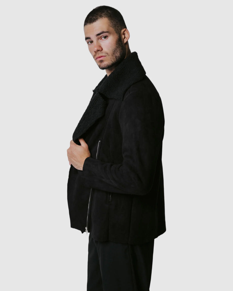 Justin Cassin Hawkins Sherpa Jacket in Black Color 8