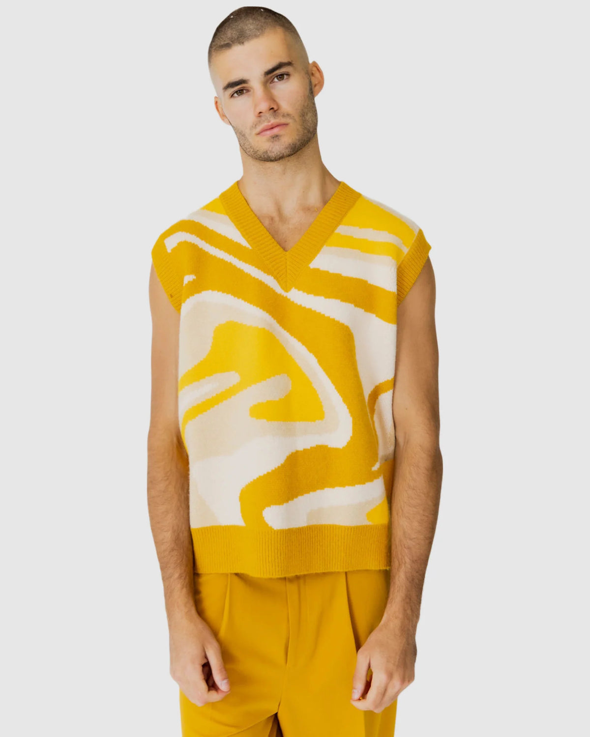 Justin Cassin Ignite Knit Vest in Yellow Color