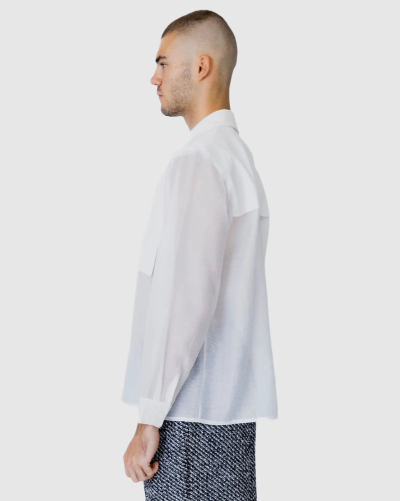 Justin Cassin Isaiah Collared Sheer Shirt in White Color 3