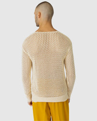 Justin Cassin Kasper Fishnet Sweater in Cream Color 5