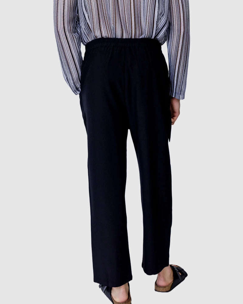 Justin Cassin Liberty Loose Tie Pants in Black Color 4