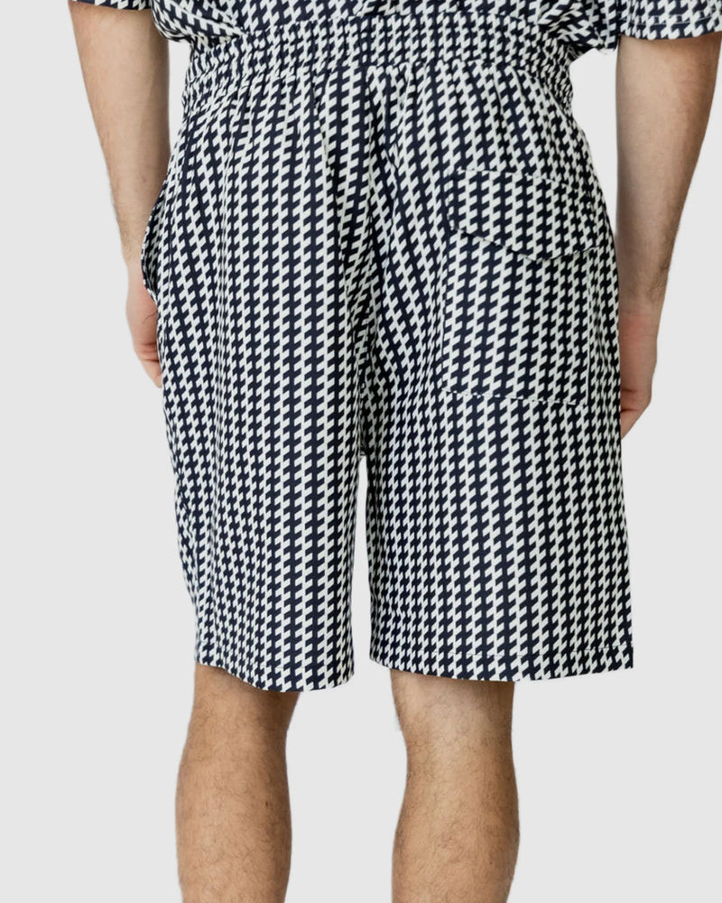 Justin Cassin Mulholland Print Tie Shorts in Black/White Color 4